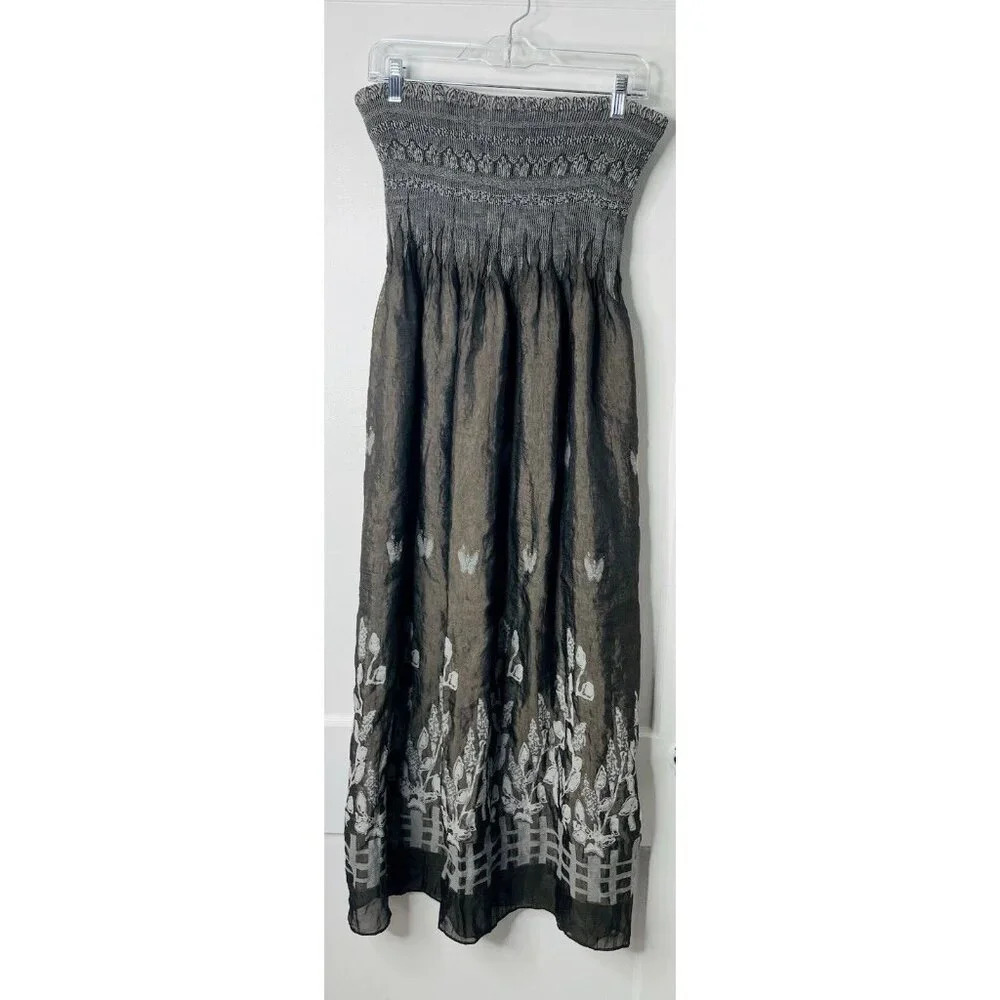 Strapless Maxi Dress OS Boho Hippie Y2K Fairycore Cottagecore Smock Festival Art